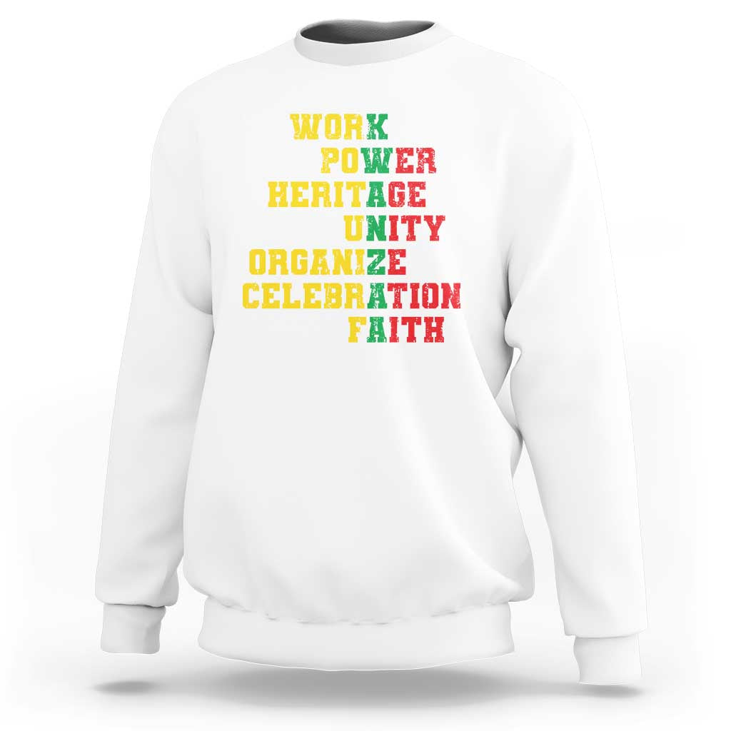 Kwanzaa Sweatshirt Work Power Heritage Unity Organize Celebration Faith - Wonder Print Shop