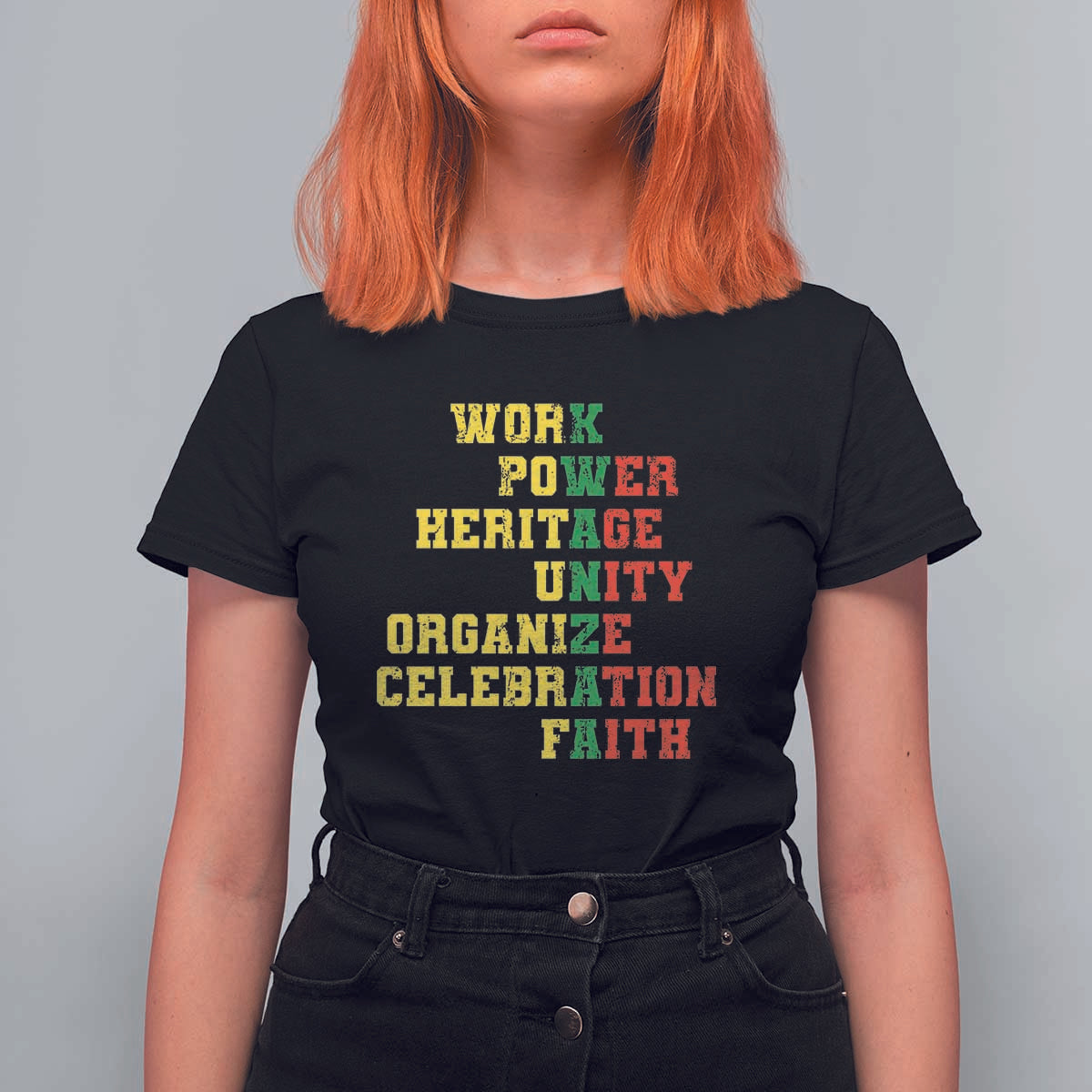 Kwanzaa T Shirt For Women Work Power Heritage Unity Organize Celebration Faith - Wonder Print Shop