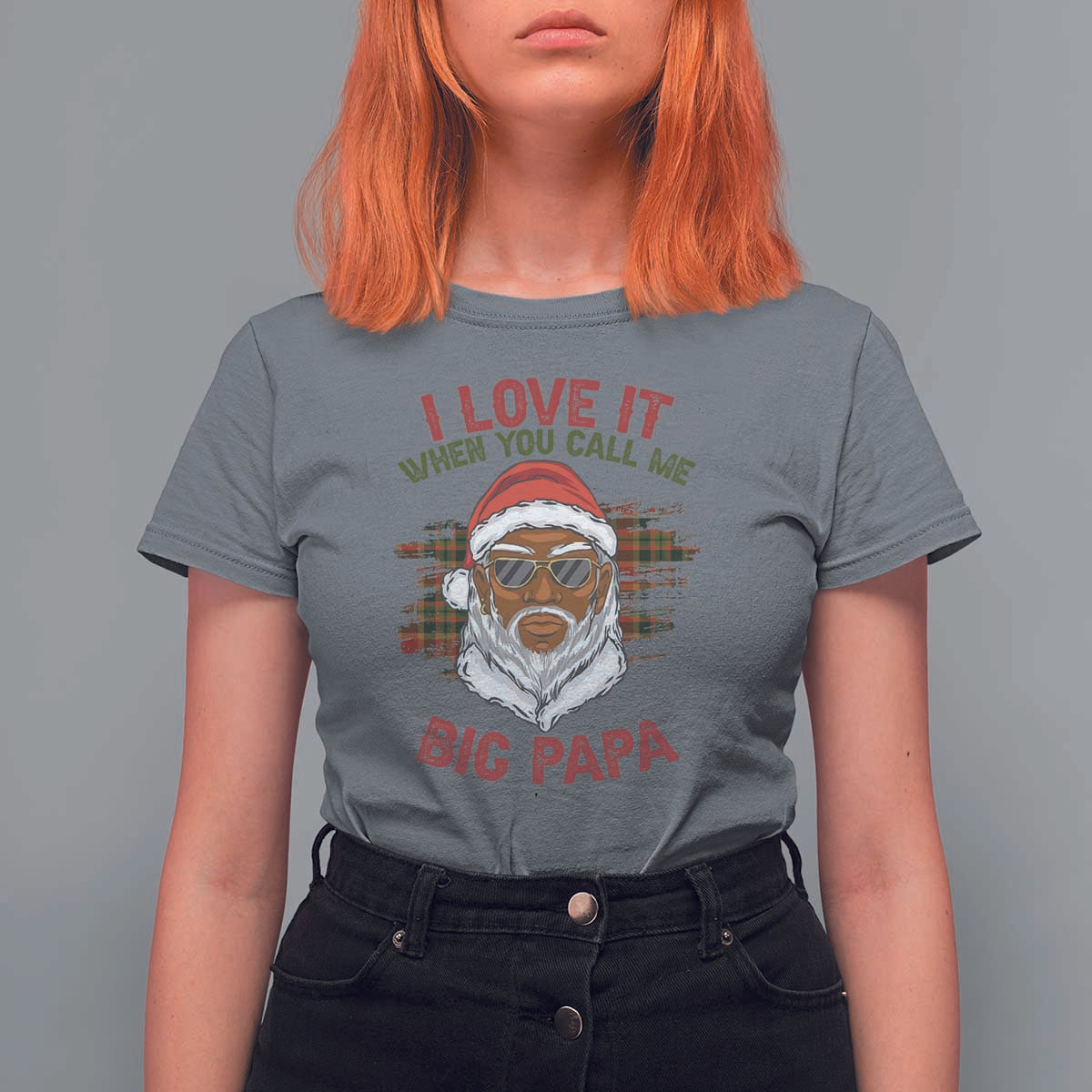 African American Santa Kwanzaa T Shirt For Women I Love It When You Call Me Big Papa - Wonder Print Shop