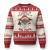 African American Santa Kwanzaa Ugly Christmas Sweater I Love It When You Call Me Big Papa - Wonder Print Shop