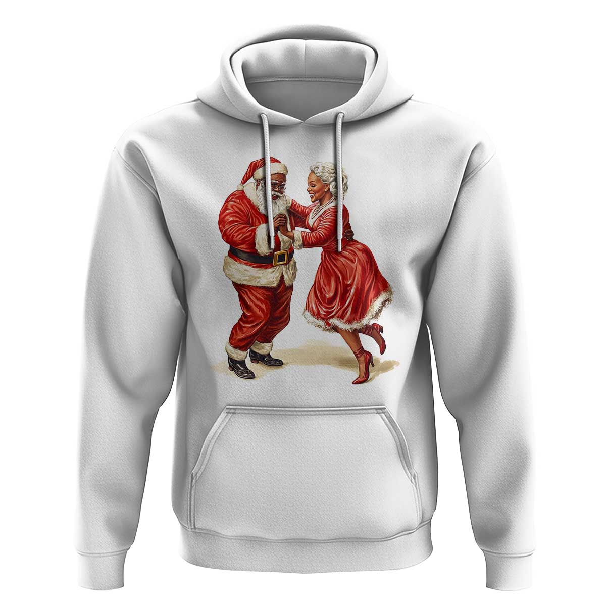 African American Christmas Hoodie Black Santa Mr Mrs Claus Dancing