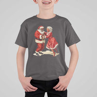 African American Christmas T Shirt For Kid Black Santa Mr Mrs Claus Dancing - Wonder Print Shop
