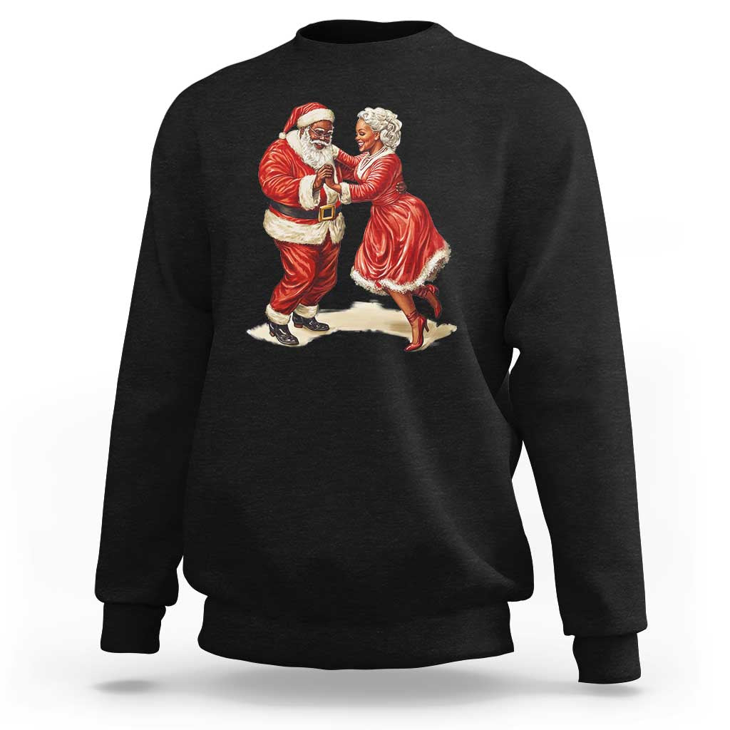 African American Christmas Sweatshirt Black Santa Mr Mrs Claus Dancing - Wonder Print Shop