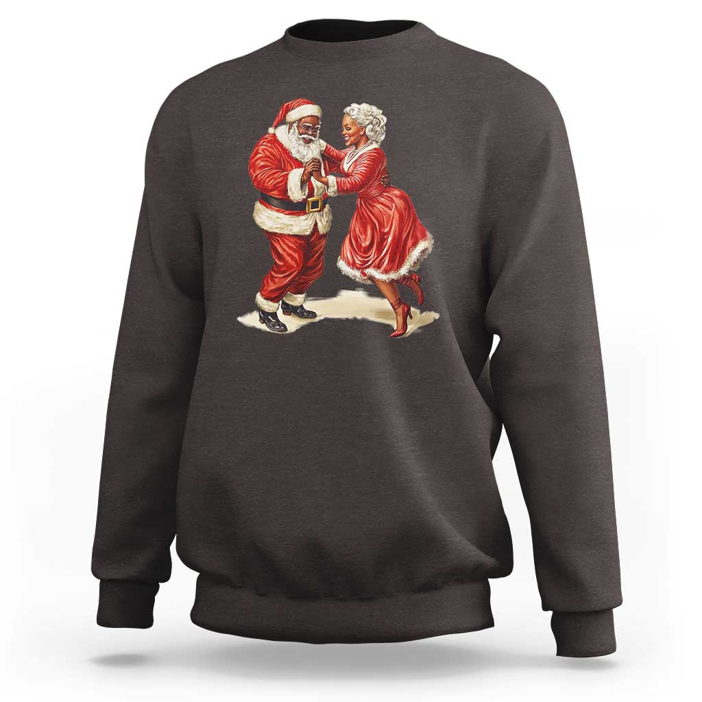 African American Christmas Sweatshirt Black Santa Mr Mrs Claus Dancing - Wonder Print Shop