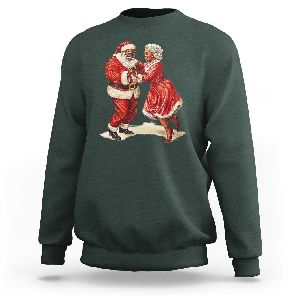 African American Christmas Sweatshirt Black Santa Mr Mrs Claus Dancing - Wonder Print Shop