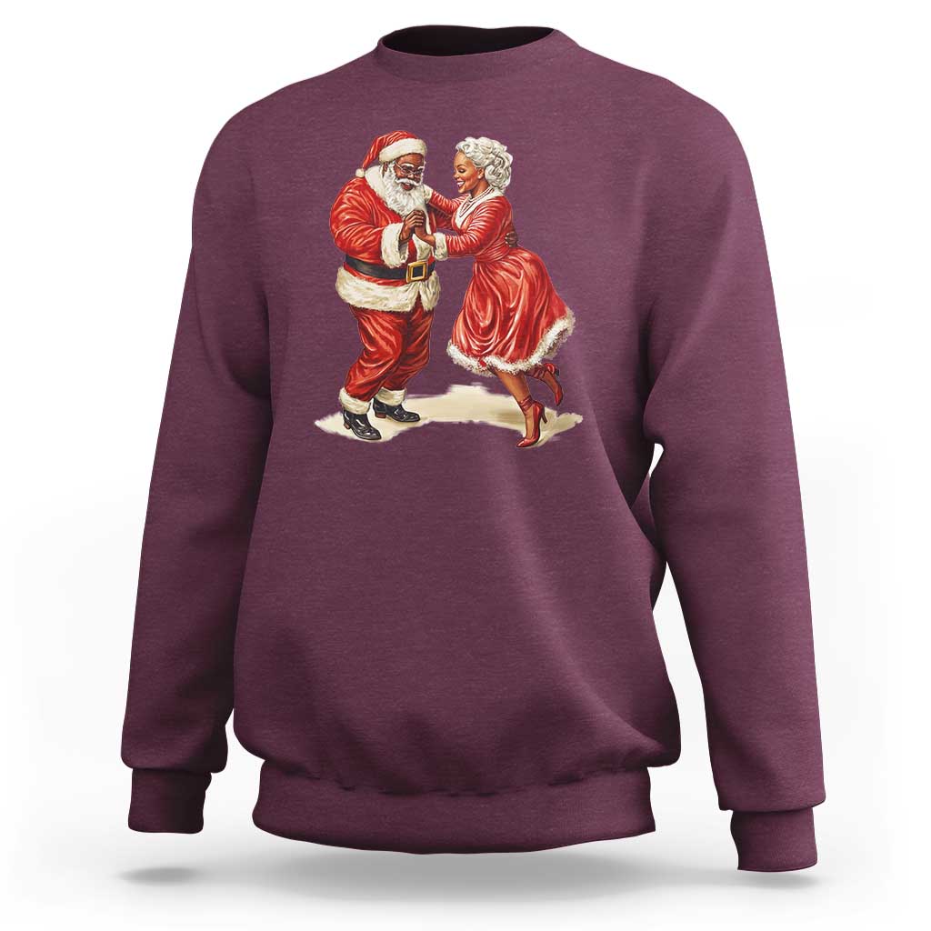African American Christmas Sweatshirt Black Santa Mr Mrs Claus Dancing - Wonder Print Shop