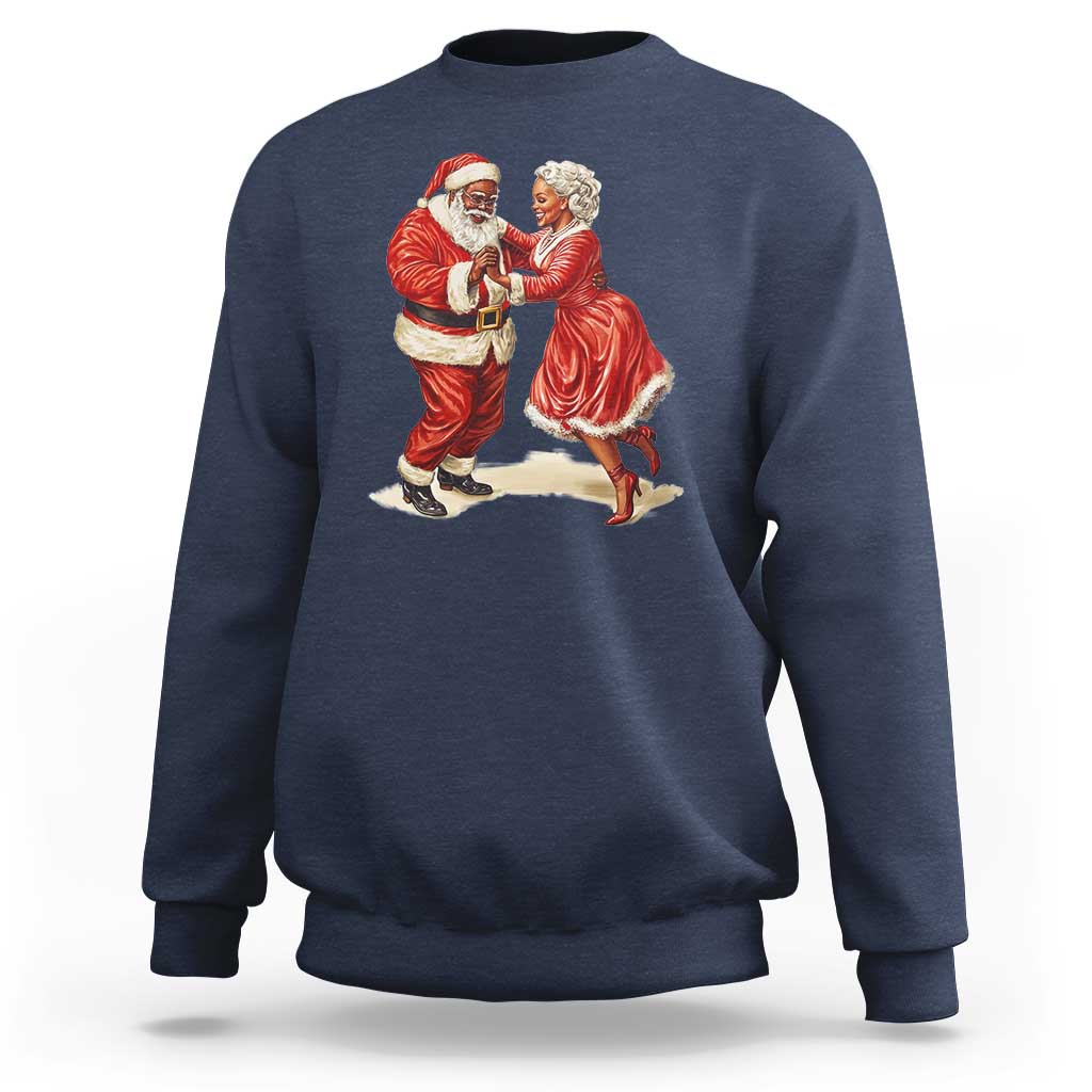 African American Christmas Sweatshirt Black Santa Mr Mrs Claus Dancing - Wonder Print Shop