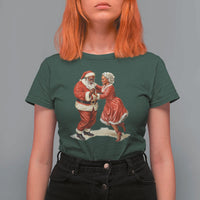 African American Christmas T Shirt For Women Black Santa Mr Mrs Claus Dancing - Wonder Print Shop