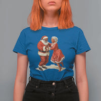 African American Christmas T Shirt For Women Black Santa Mr Mrs Claus Dancing - Wonder Print Shop