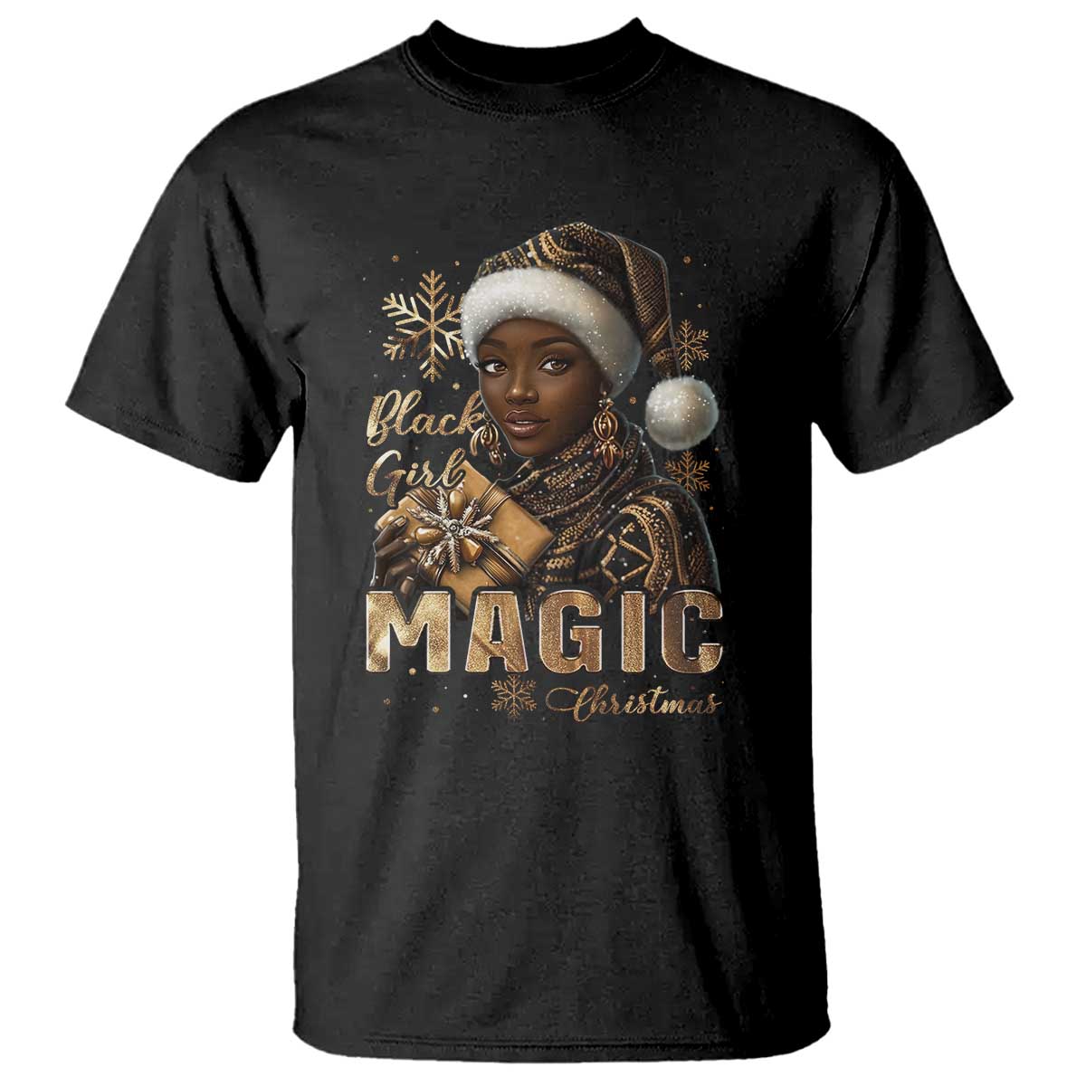 Xmas Melanin Black Girl Magic T Shirt - Wonder Print Shop