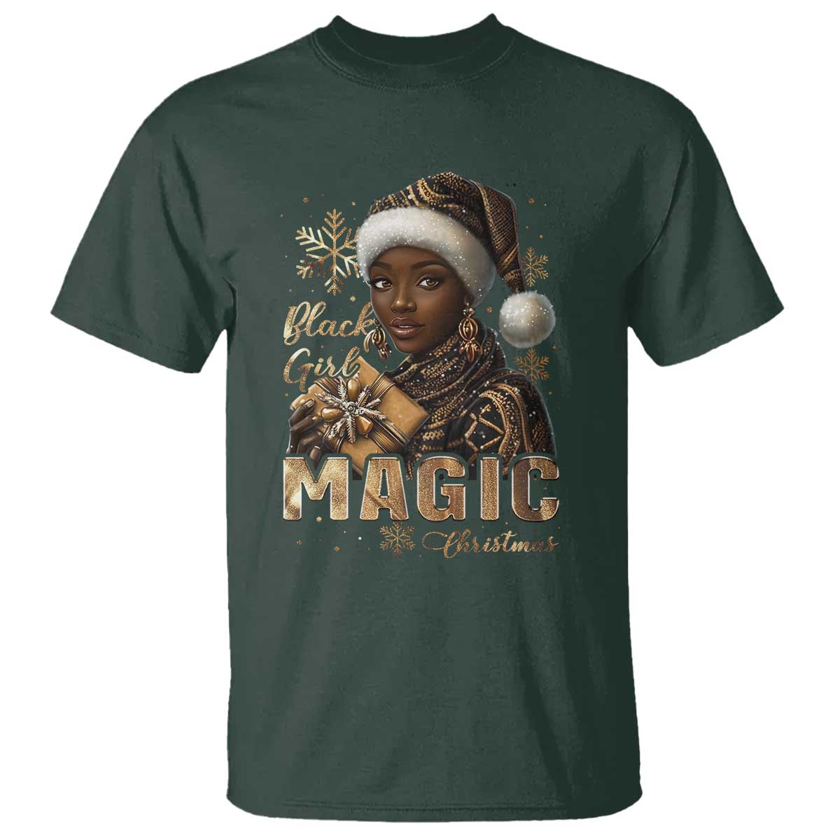 Xmas Melanin Black Girl Magic T Shirt - Wonder Print Shop