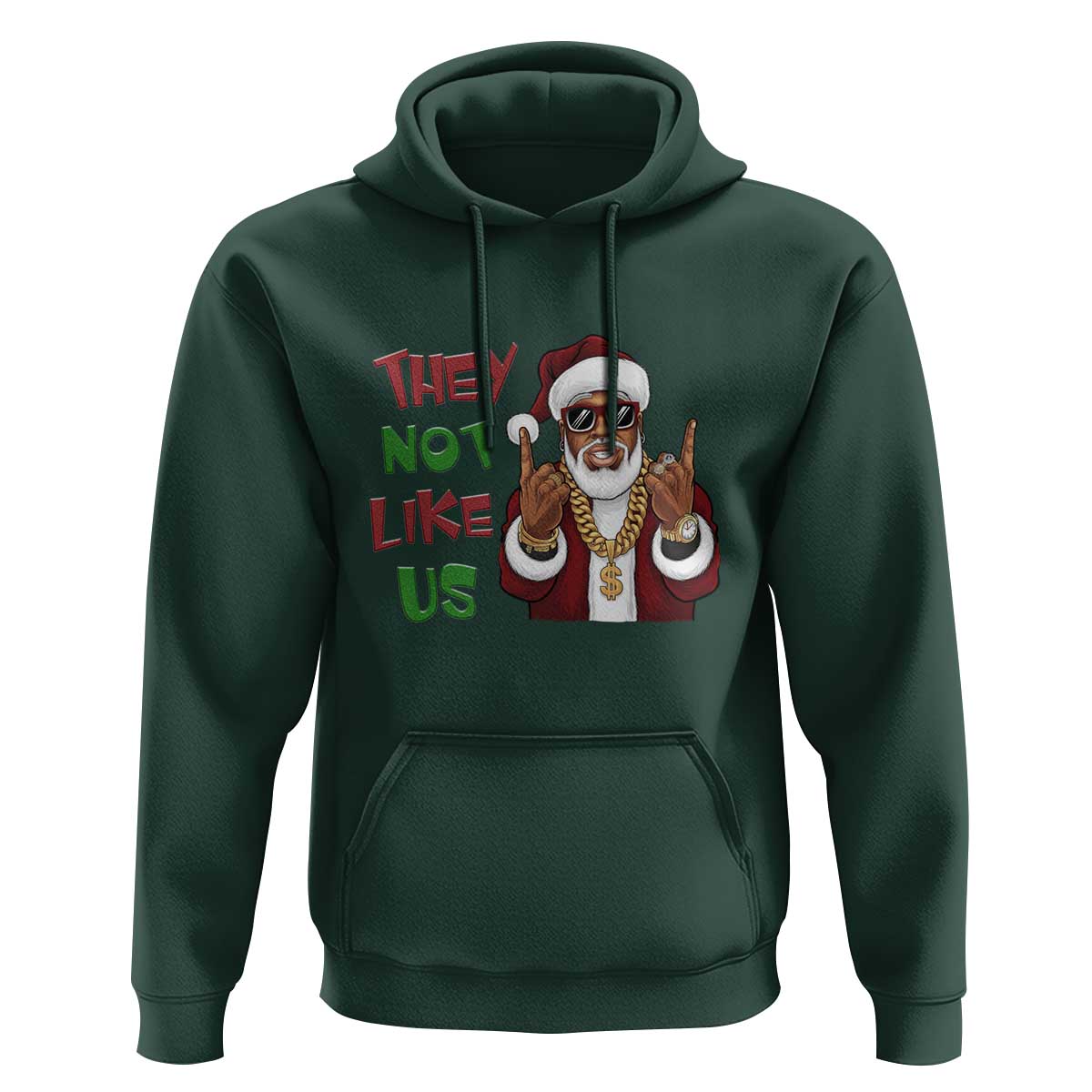 Funny Xmas Hiphop Black Santa Hoodie They Not Like Us African American Christmas