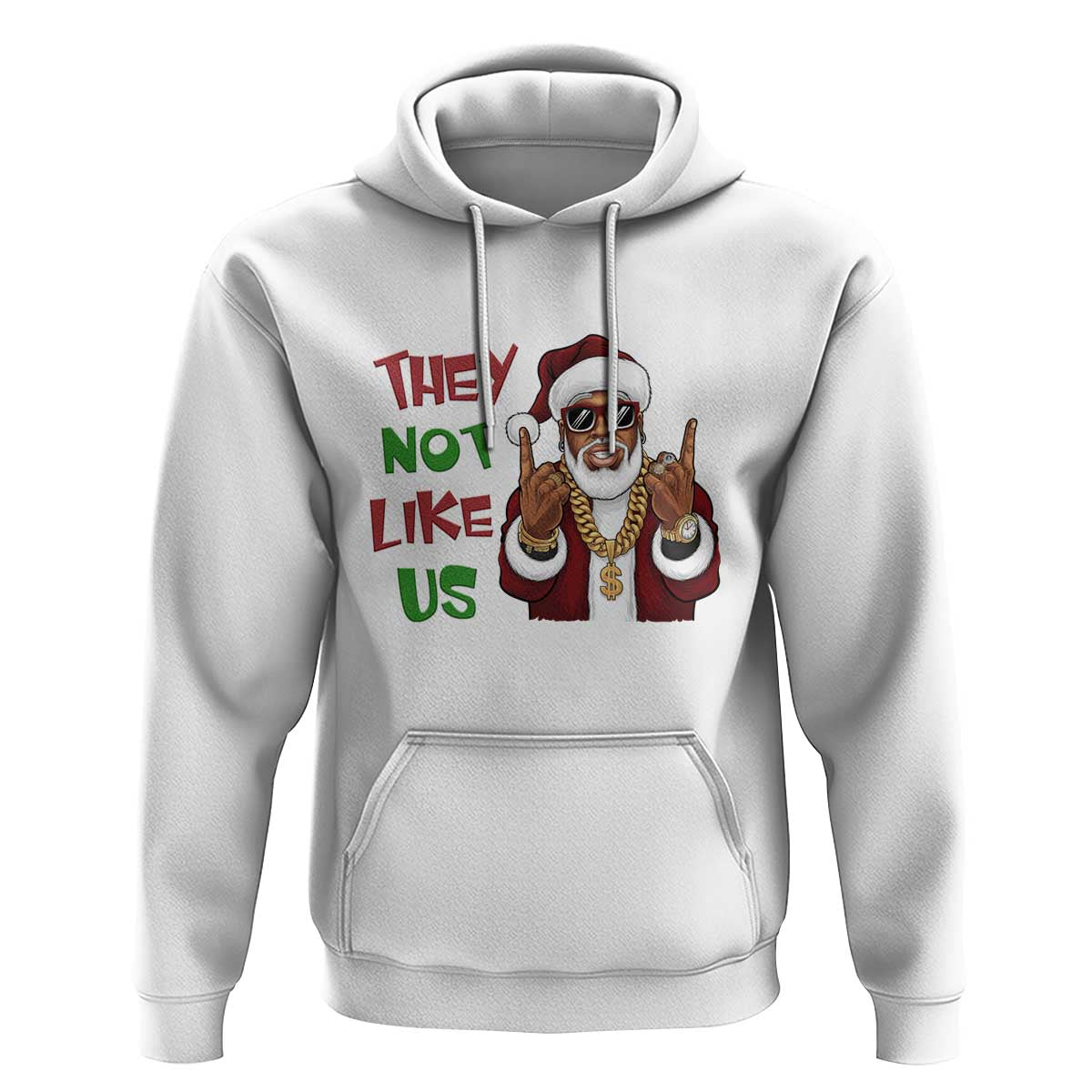 Funny Xmas Hiphop Black Santa Hoodie They Not Like Us African American Christmas