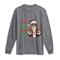 Funny Xmas Hiphop Black Santa Long Sleeve Shirt They Not Like Us African American Christmas