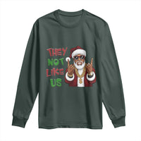 Funny Xmas Hiphop Black Santa Long Sleeve Shirt They Not Like Us African American Christmas
