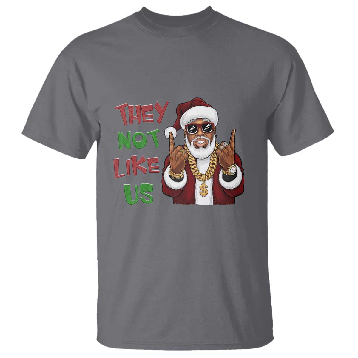 Funny Xmas Hiphop Black Santa T Shirt They Not Like Us African American Christmas - Wonder Print Shop