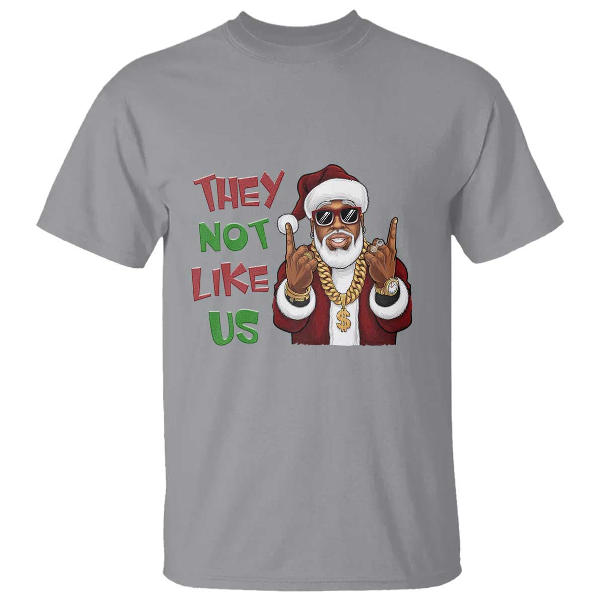Funny Xmas Hiphop Black Santa T Shirt They Not Like Us African American Christmas - Wonder Print Shop