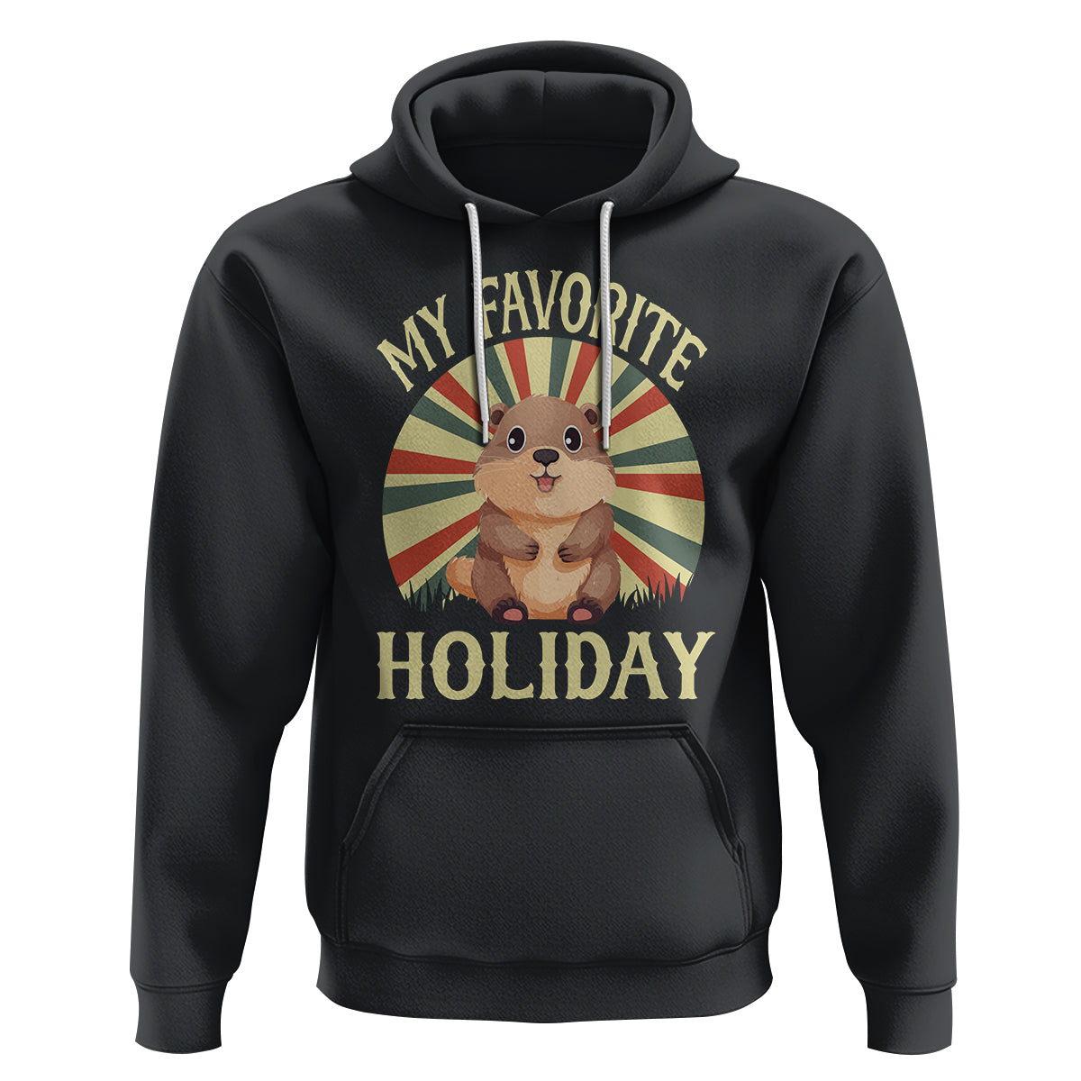 Cute Groundhog Retro My Favorite Holiday Hoodie - Wonder Print Shop