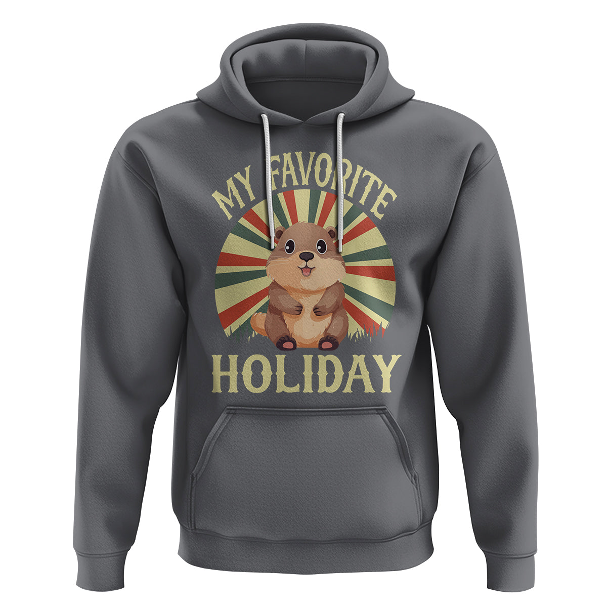 Cute Groundhog Retro My Favorite Holiday Hoodie - Wonder Print Shop