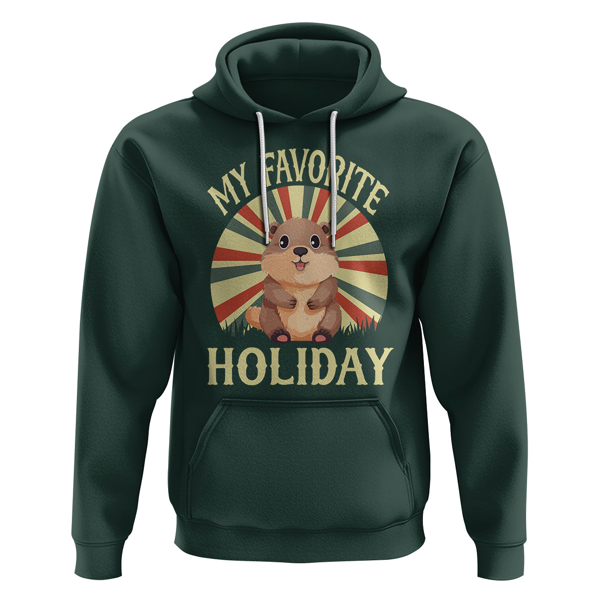 Cute Groundhog Retro My Favorite Holiday Hoodie - Wonder Print Shop