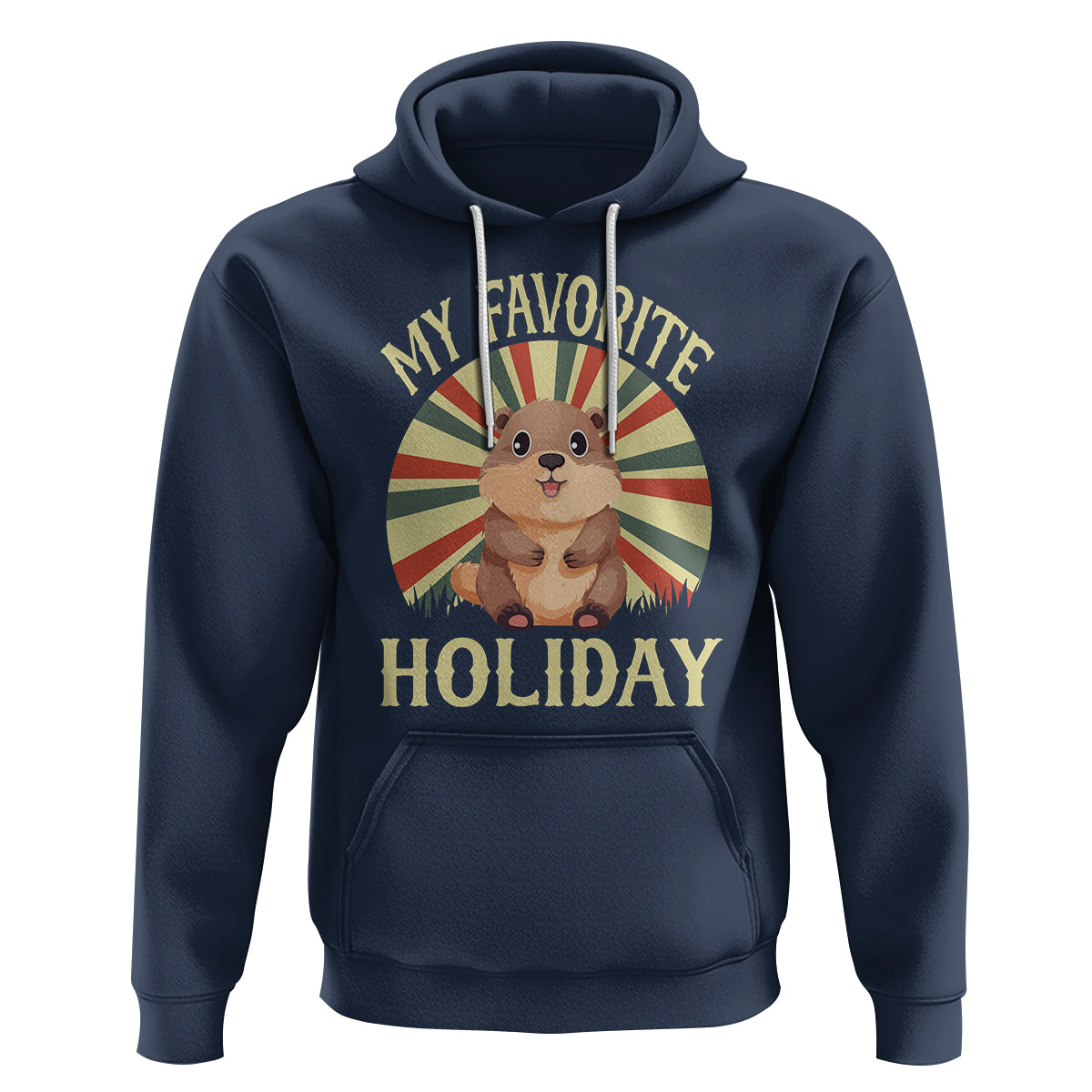 Cute Groundhog Retro My Favorite Holiday Hoodie - Wonder Print Shop