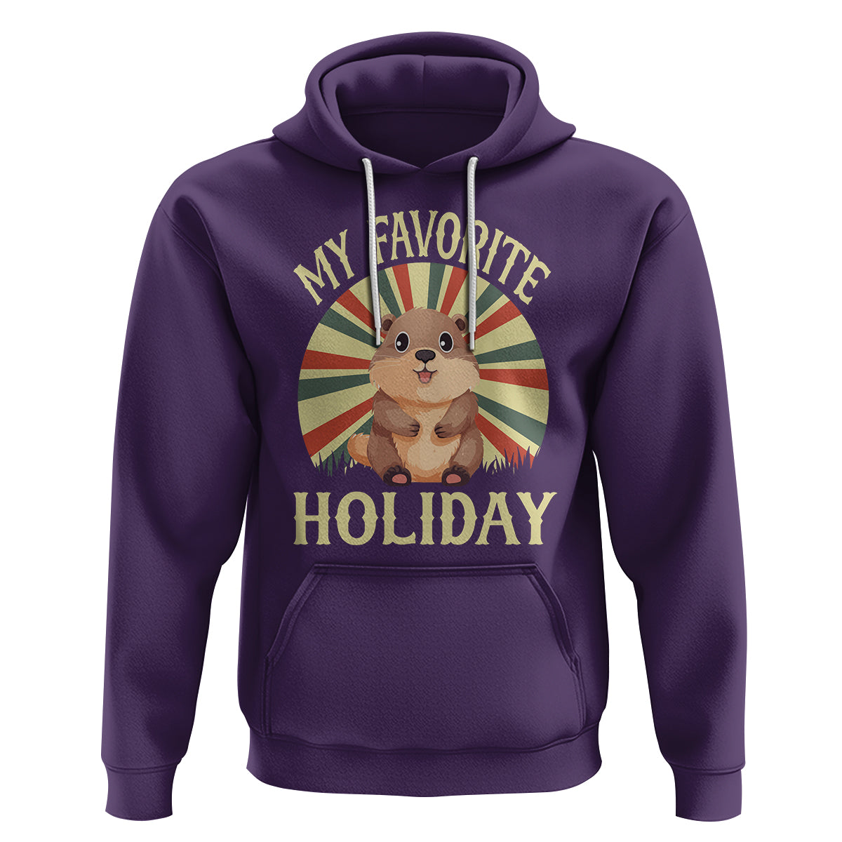 Cute Groundhog Retro My Favorite Holiday Hoodie - Wonder Print Shop