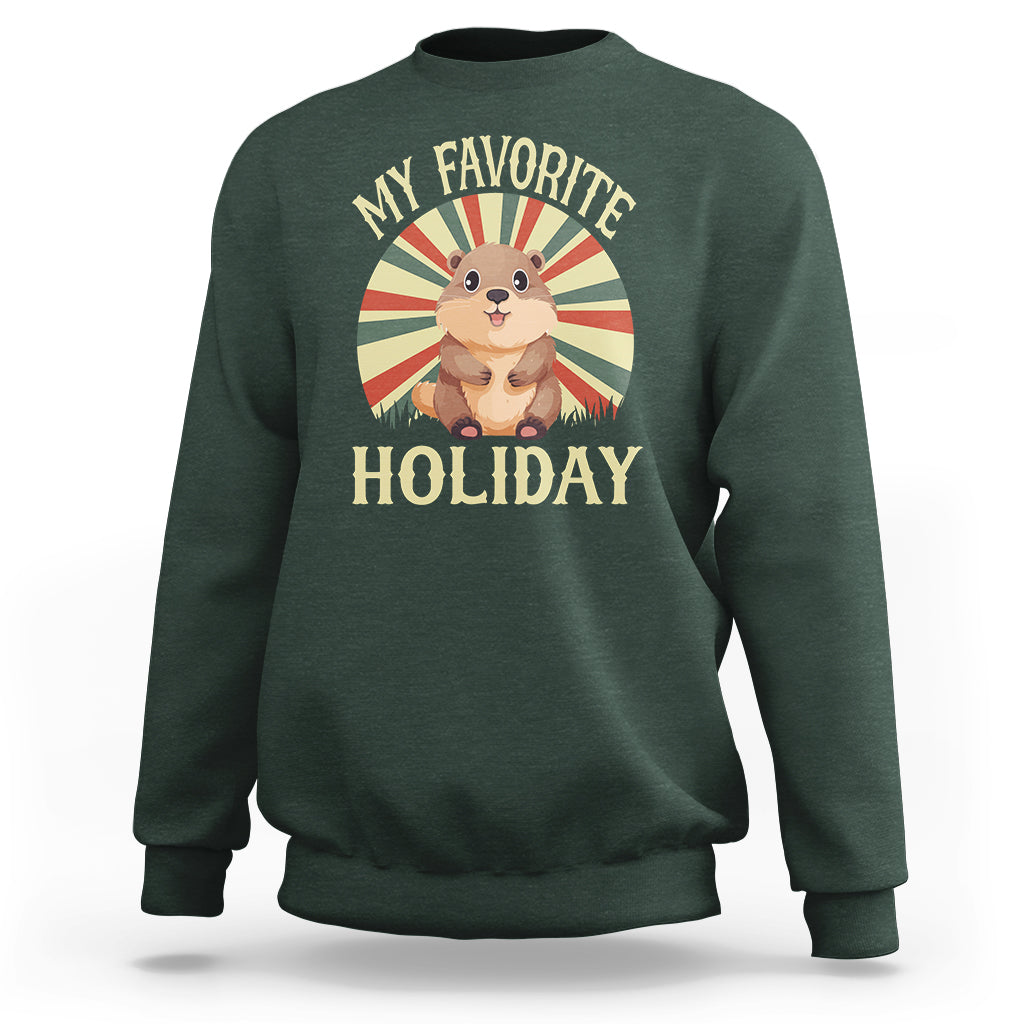 Cute Groundhog Retro My Favorite Holiday Sweatshirt - Wonder Print Shop