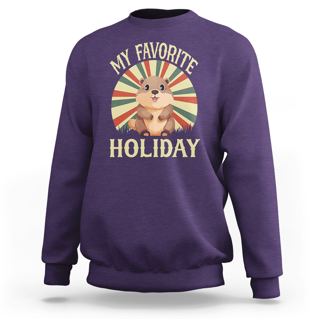 Cute Groundhog Retro My Favorite Holiday Sweatshirt - Wonder Print Shop