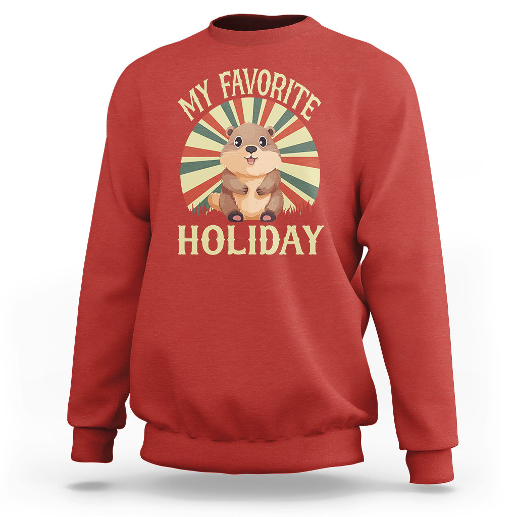 Cute Groundhog Retro My Favorite Holiday Sweatshirt - Wonder Print Shop