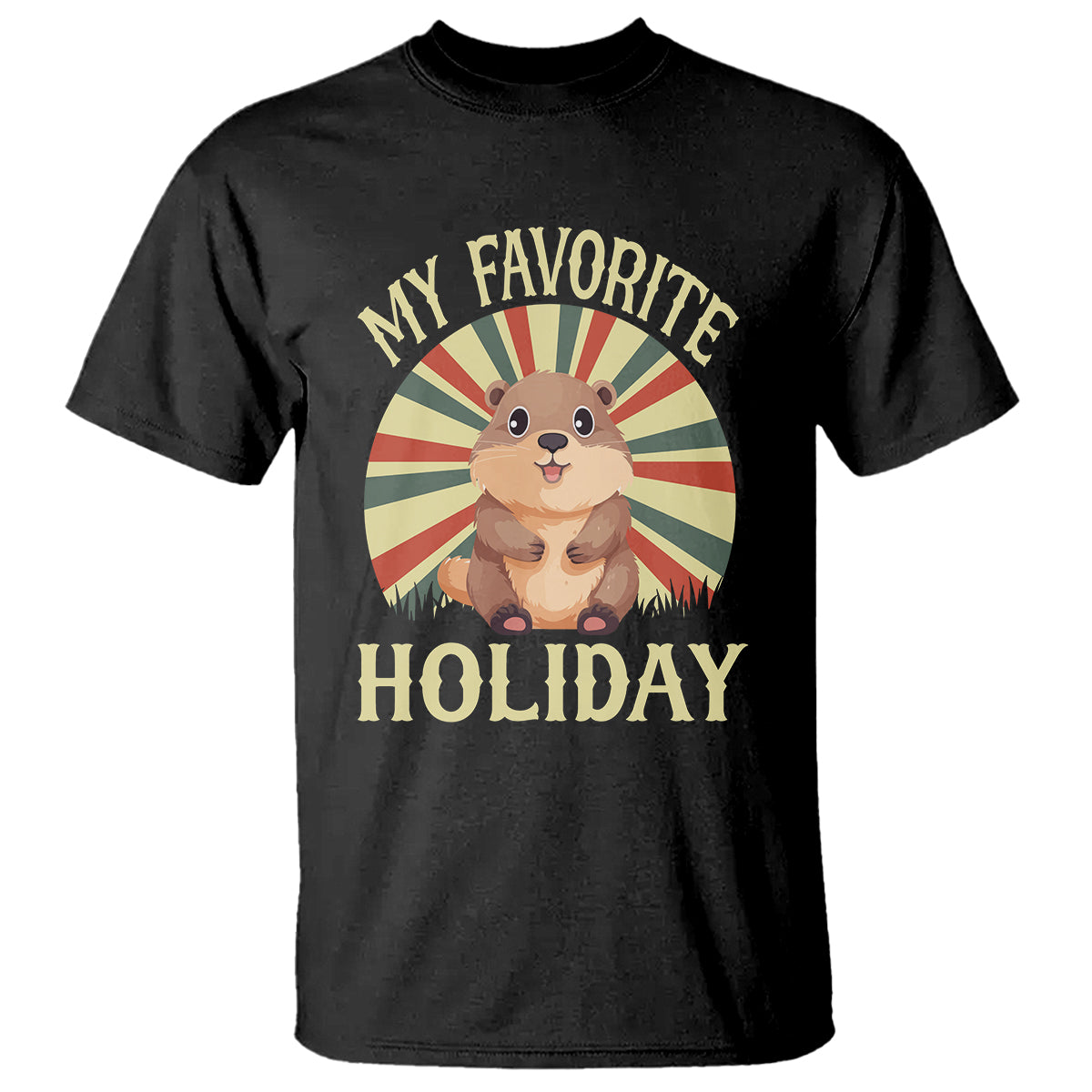 Cute Groundhog Retro My Favorite Holiday T Shirt - Wonder Print Shop