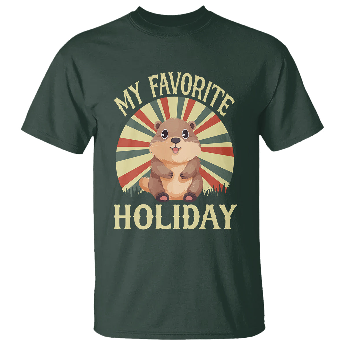 Cute Groundhog Retro My Favorite Holiday T Shirt - Wonder Print Shop
