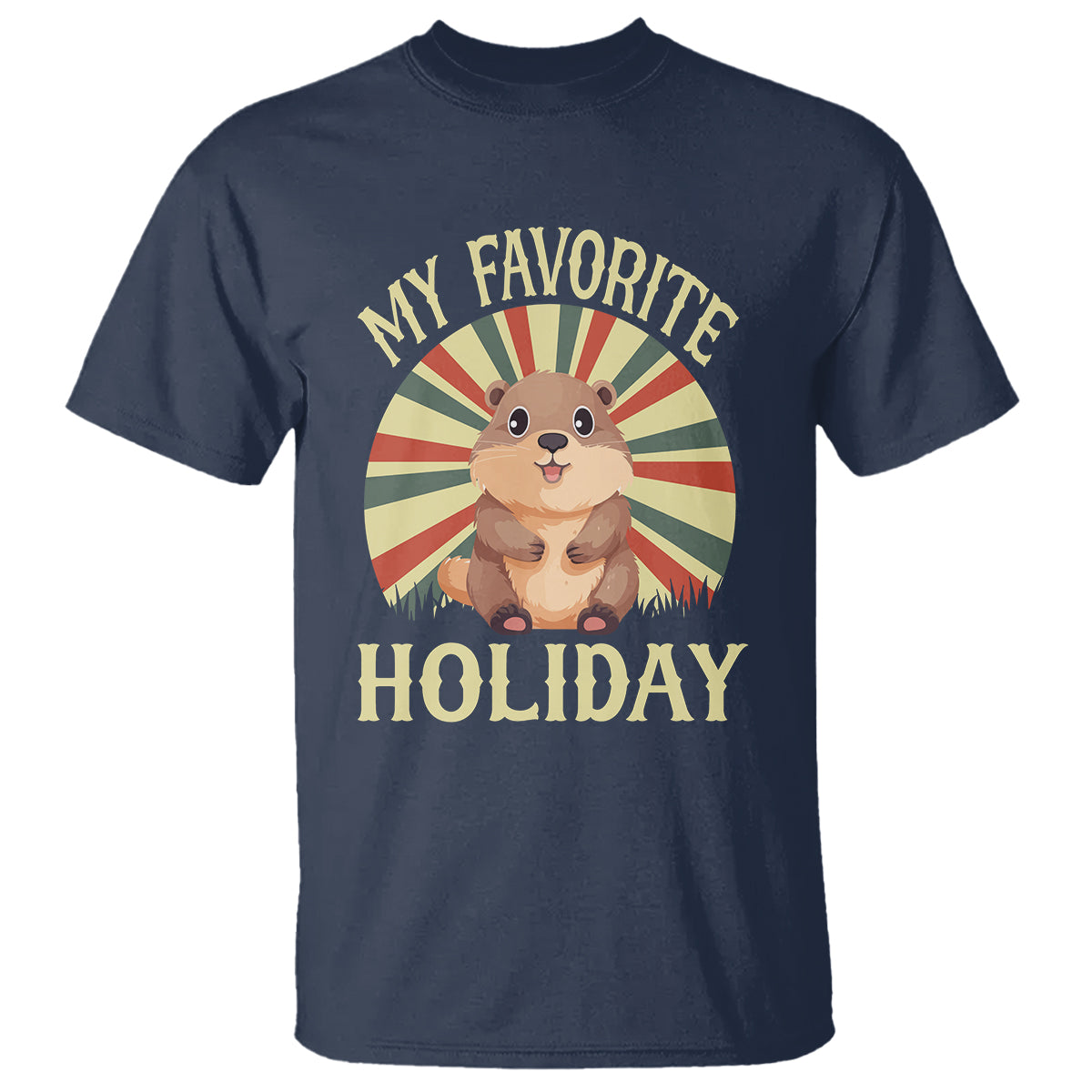 Cute Groundhog Retro My Favorite Holiday T Shirt - Wonder Print Shop
