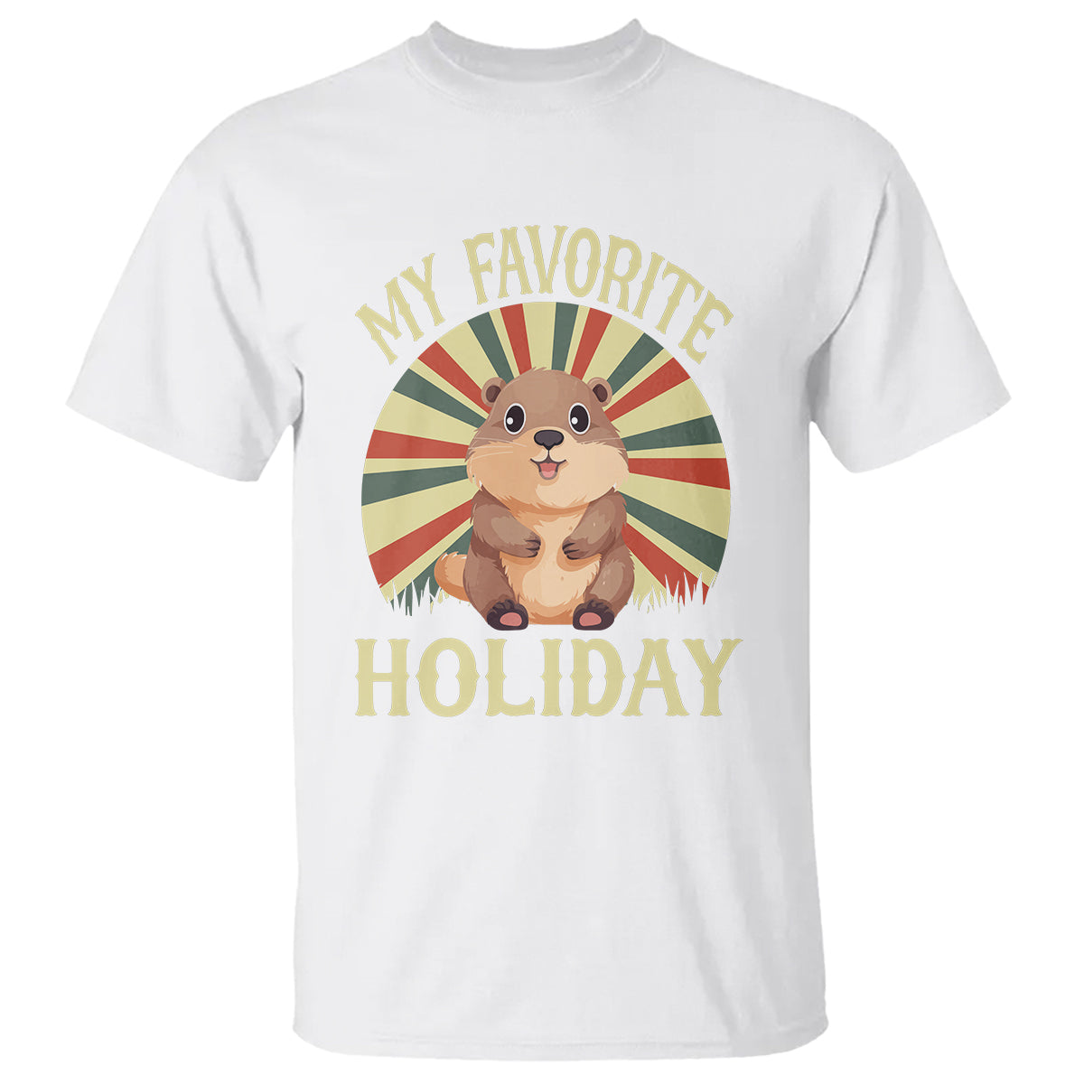 Cute Groundhog Retro My Favorite Holiday T Shirt - Wonder Print Shop