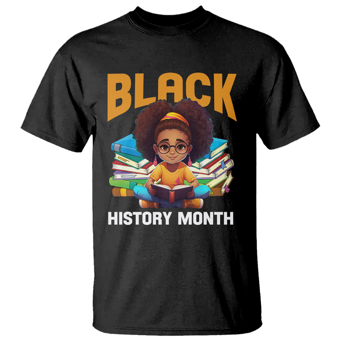 Black History Month T Shirt Girl Reading Book African Pride Melanin - Wonder Print Shop