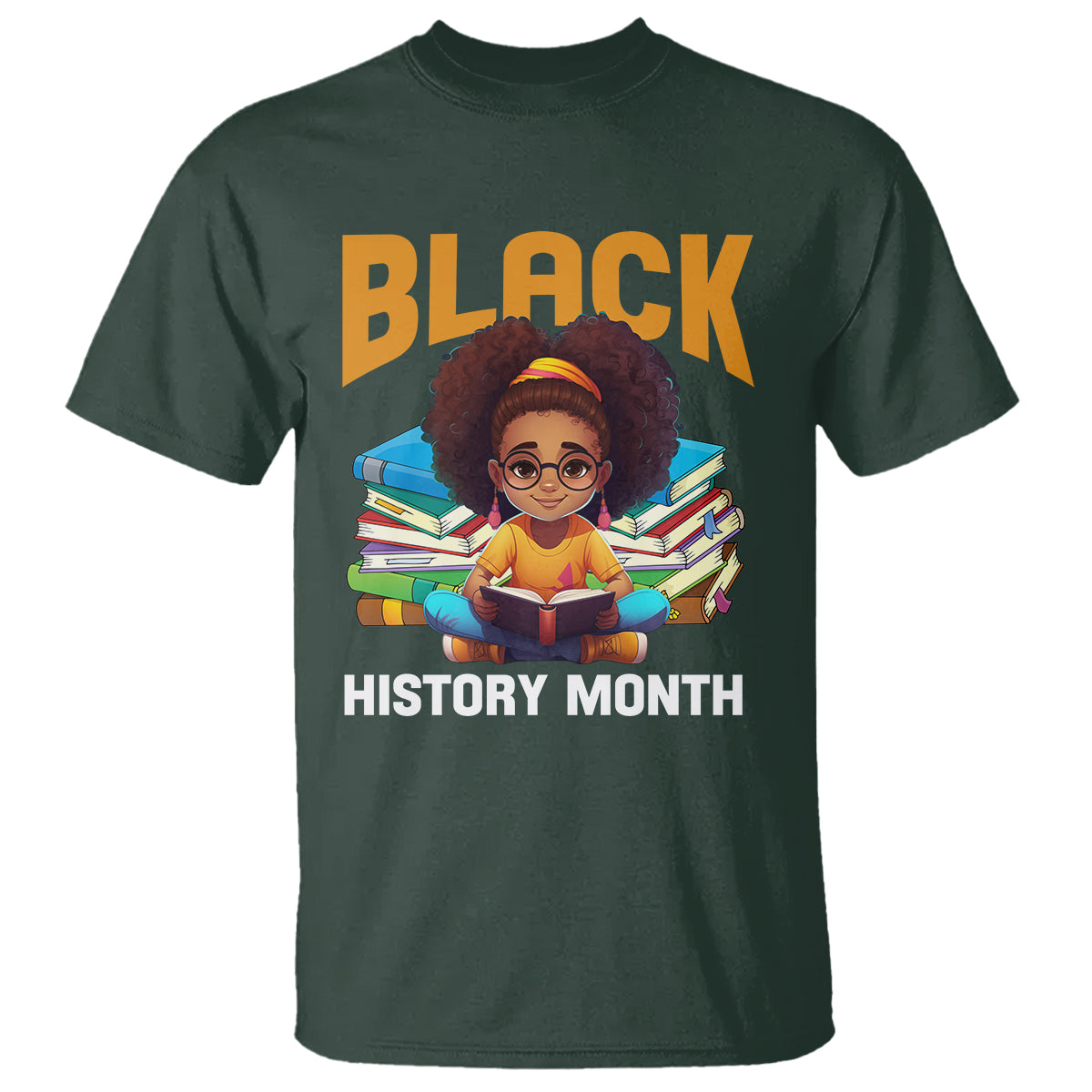 Black History Month T Shirt Girl Reading Book African Pride Melanin - Wonder Print Shop
