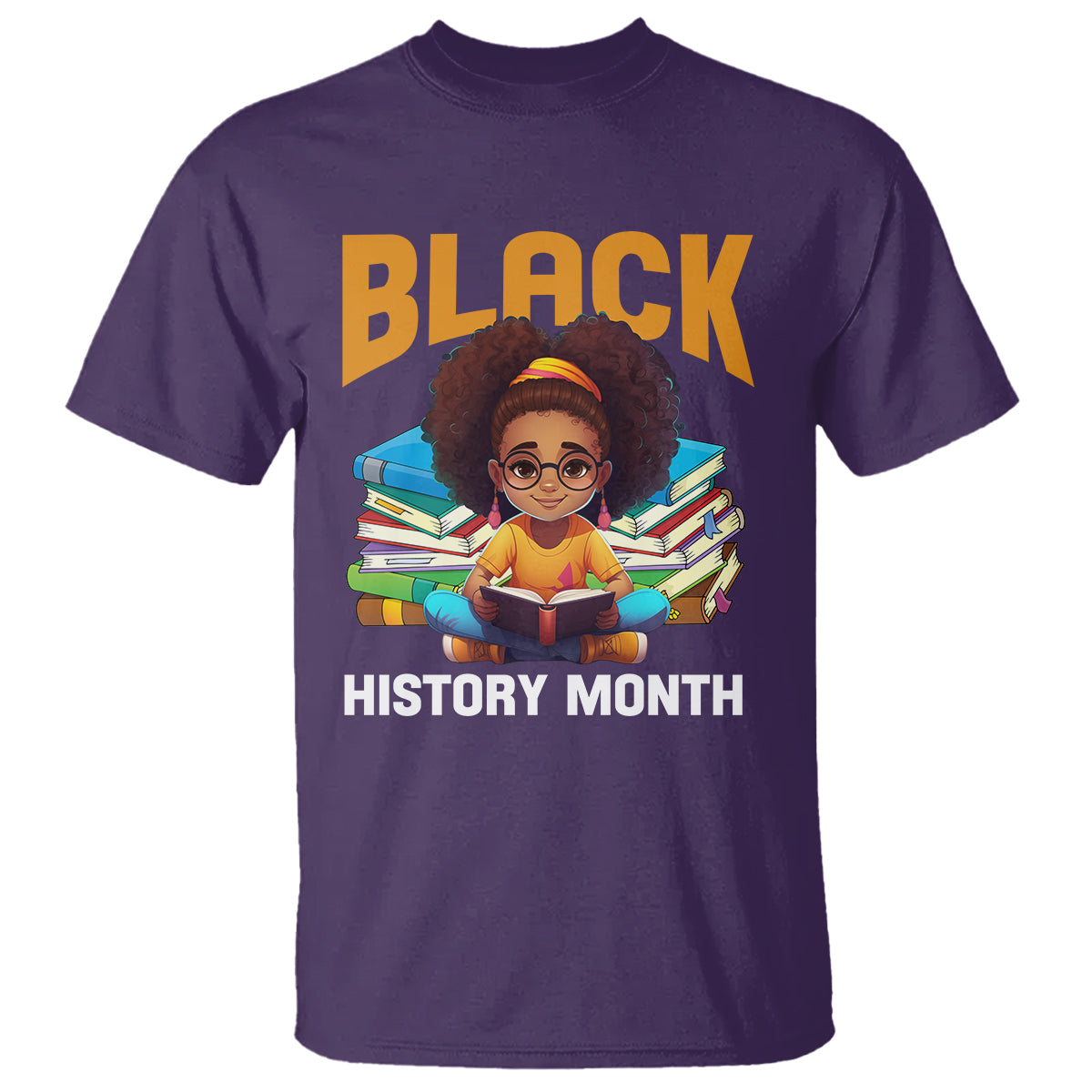 Black History Month T Shirt Girl Reading Book African Pride Melanin - Wonder Print Shop
