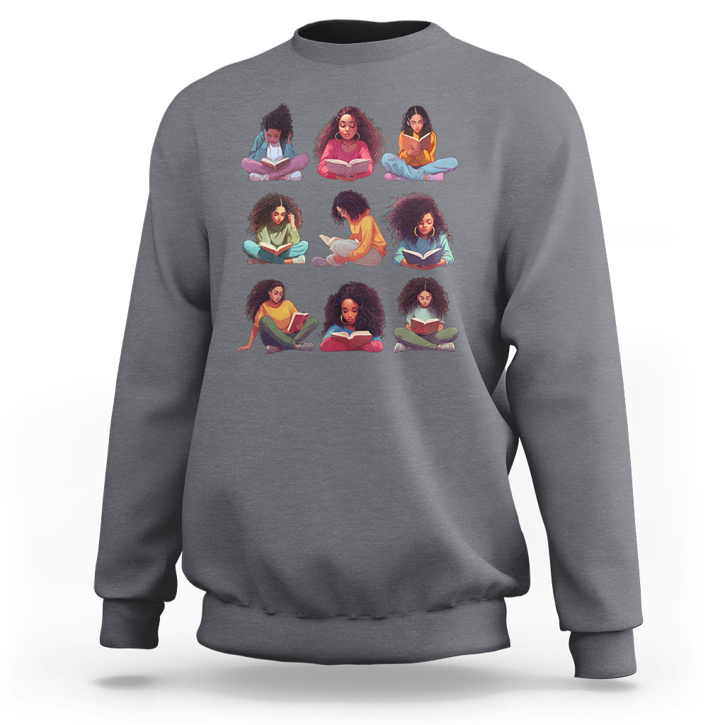 Black History Month Sweatshirt Reading Book African Melanin Women Girls - Wonder Print Shop
