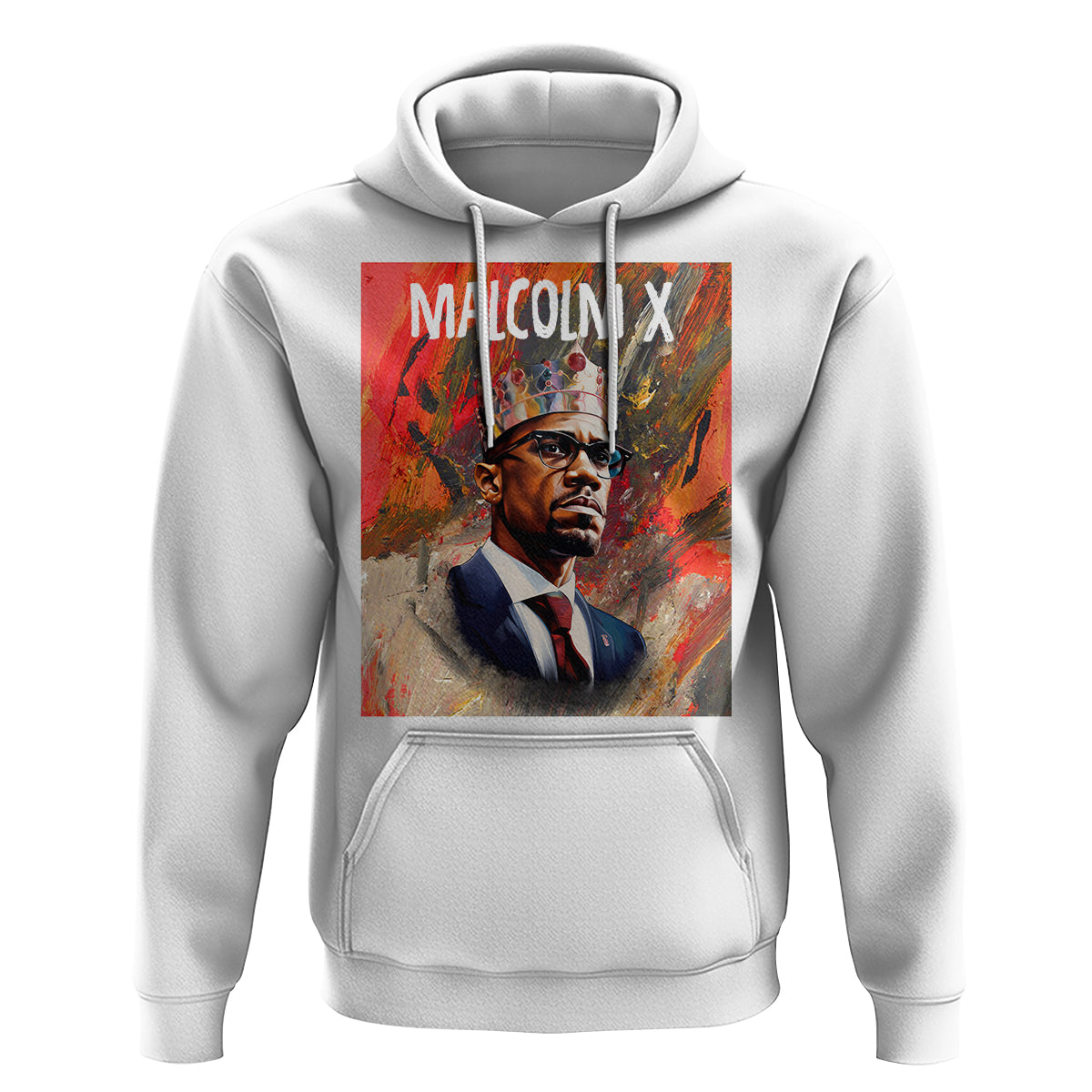 Malcolm X Hoodie King Hip Hop Aesthetic Art Black History Month - Wonder Print Shop