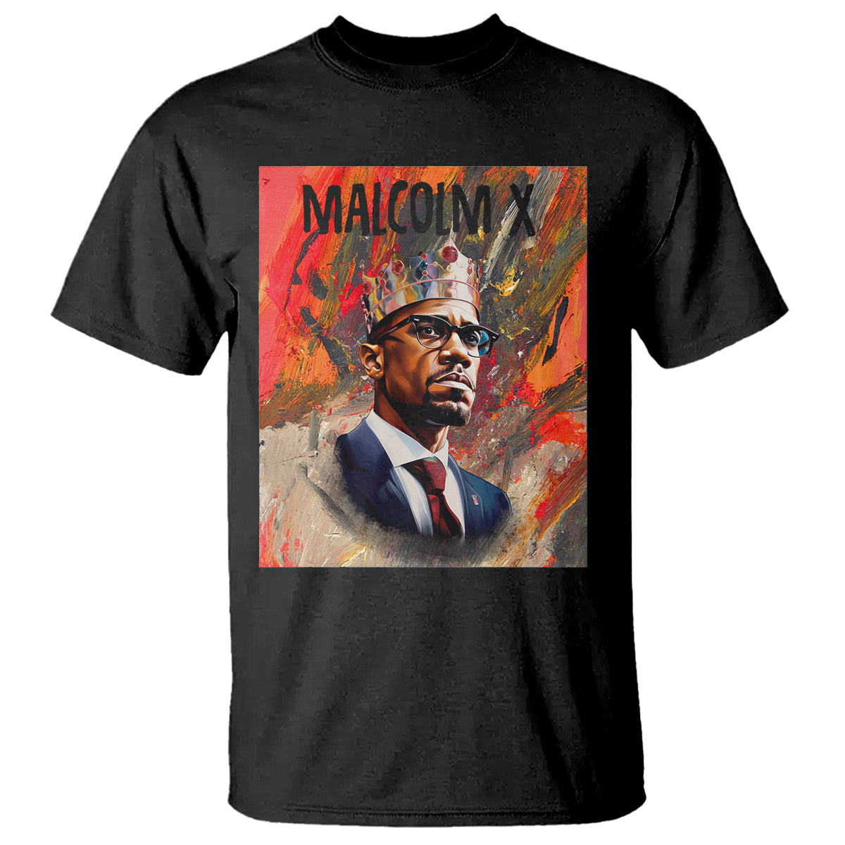 Malcolm X T Shirt King Hip Hop Aesthetic Art Black History Month - Wonder Print Shop