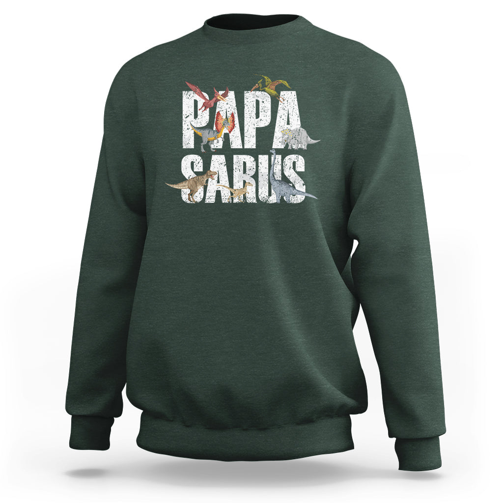 Papasaurus Funny Dinosaur Father's Day Sweatshirt - Wonder Print Shop