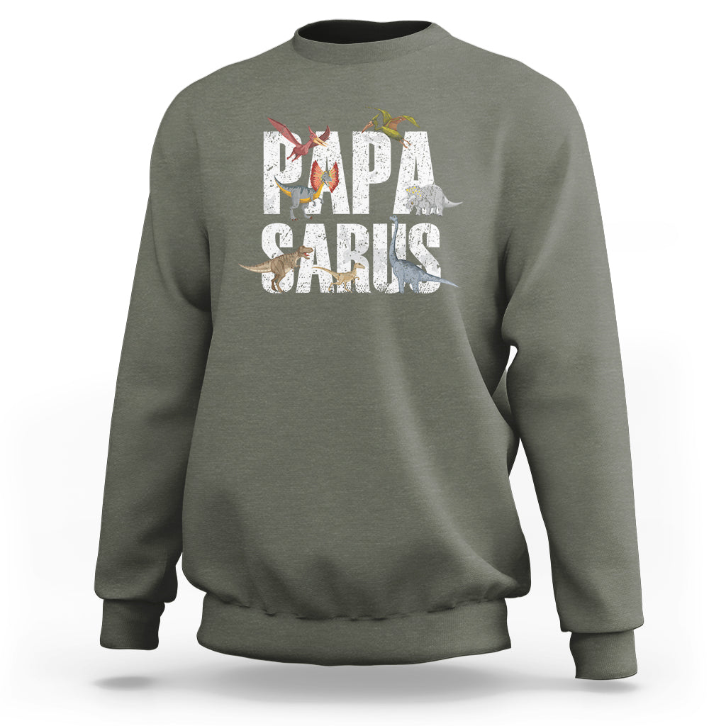 Papasaurus Funny Dinosaur Father's Day Sweatshirt - Wonder Print Shop