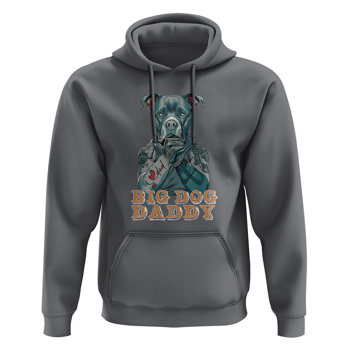 Dog Dad Hoodie Pitbull Dog Tattoo I Love Dad Father's Day Dog Lover - Wonder Print Shop