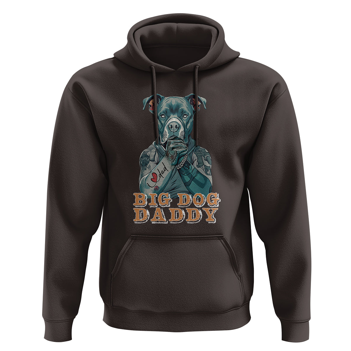 Dog Dad Hoodie Pitbull Dog Tattoo I Love Dad Father's Day Dog Lover - Wonder Print Shop
