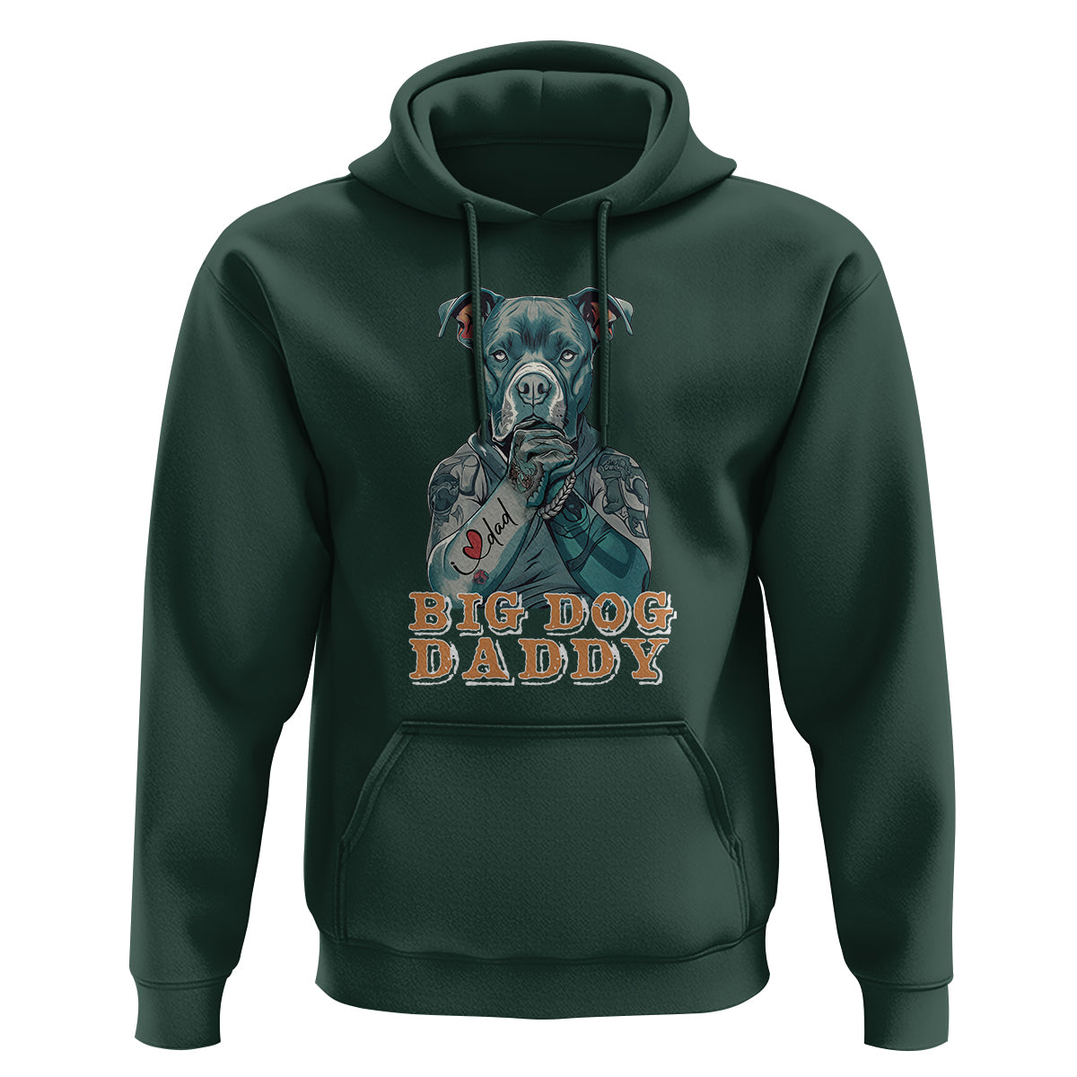 Dog Dad Hoodie Pitbull Dog Tattoo I Love Dad Father's Day Dog Lover - Wonder Print Shop