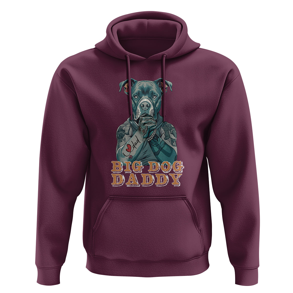 Dog Dad Hoodie Pitbull Dog Tattoo I Love Dad Father's Day Dog Lover - Wonder Print Shop