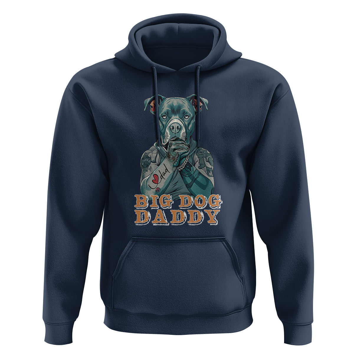 Dog Dad Hoodie Pitbull Dog Tattoo I Love Dad Father's Day Dog Lover - Wonder Print Shop