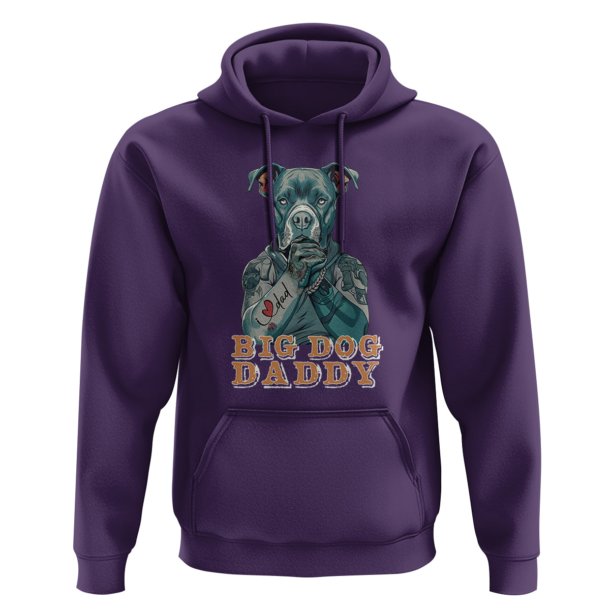 Dog Dad Hoodie Pitbull Dog Tattoo I Love Dad Father's Day Dog Lover - Wonder Print Shop