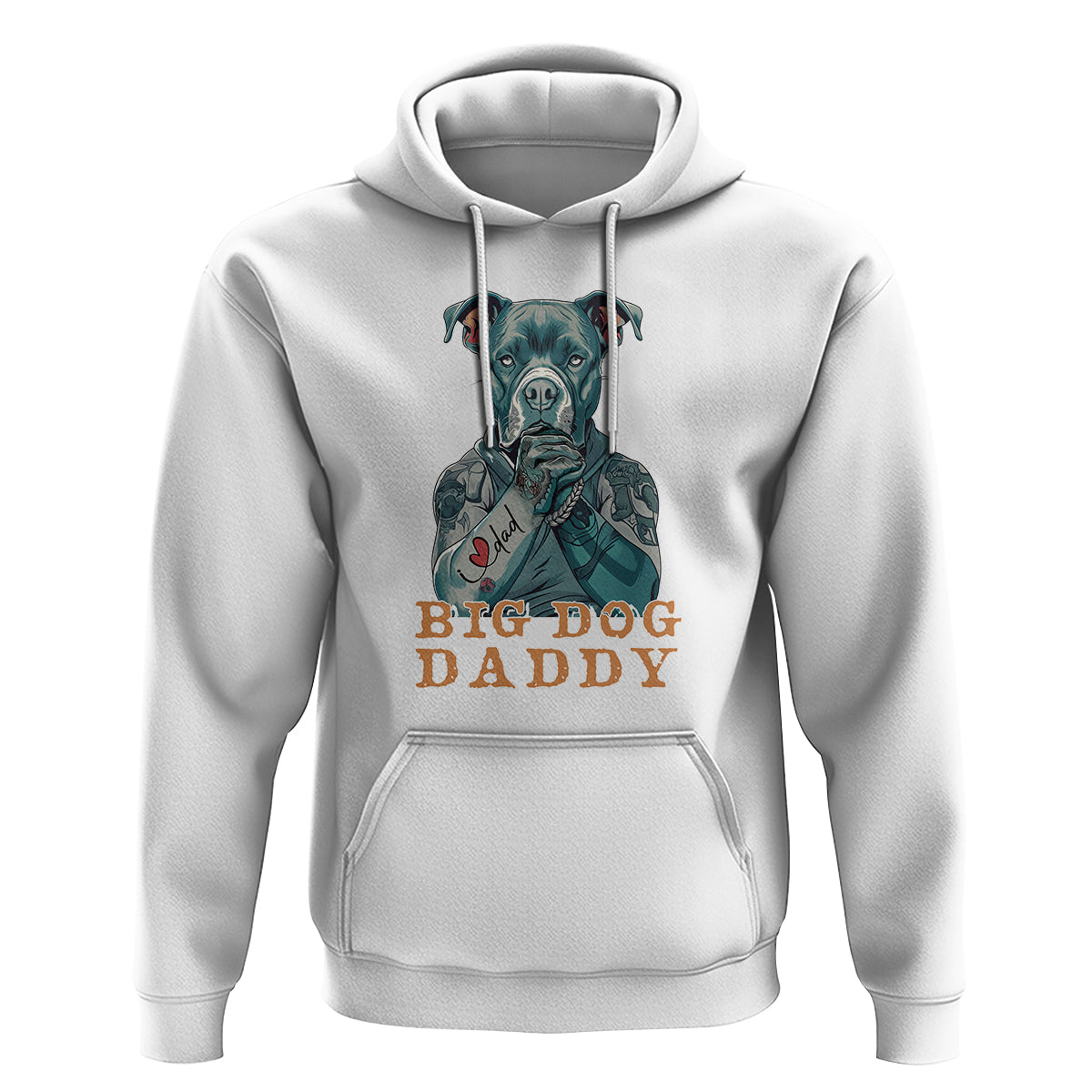 Dog Dad Hoodie Pitbull Dog Tattoo I Love Dad Father's Day Dog Lover - Wonder Print Shop