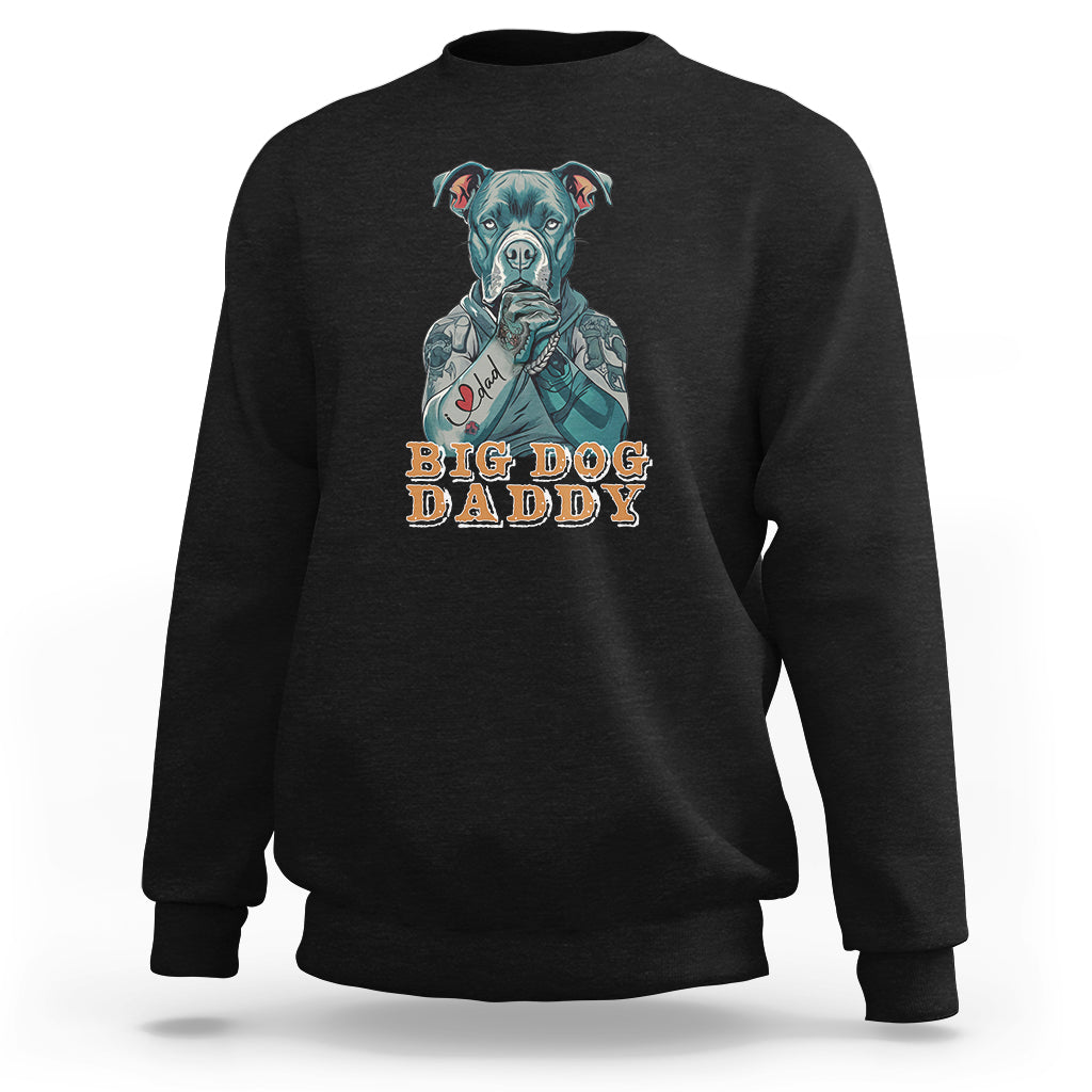Dog Dad Sweatshirt Pitbull Dog Tattoo I Love Dad Father's Day Dog Lover - Wonder Print Shop