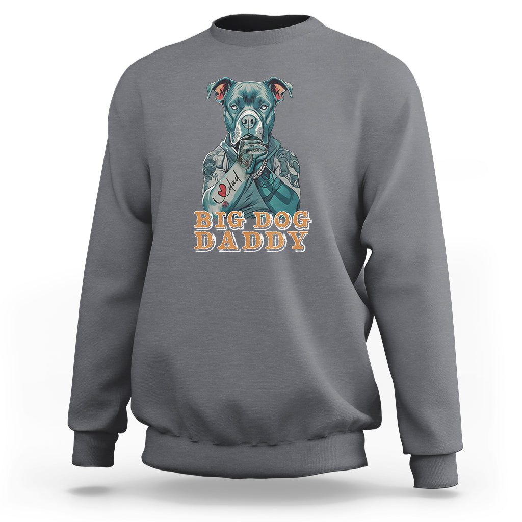 Dog Dad Sweatshirt Pitbull Dog Tattoo I Love Dad Father's Day Dog Lover - Wonder Print Shop